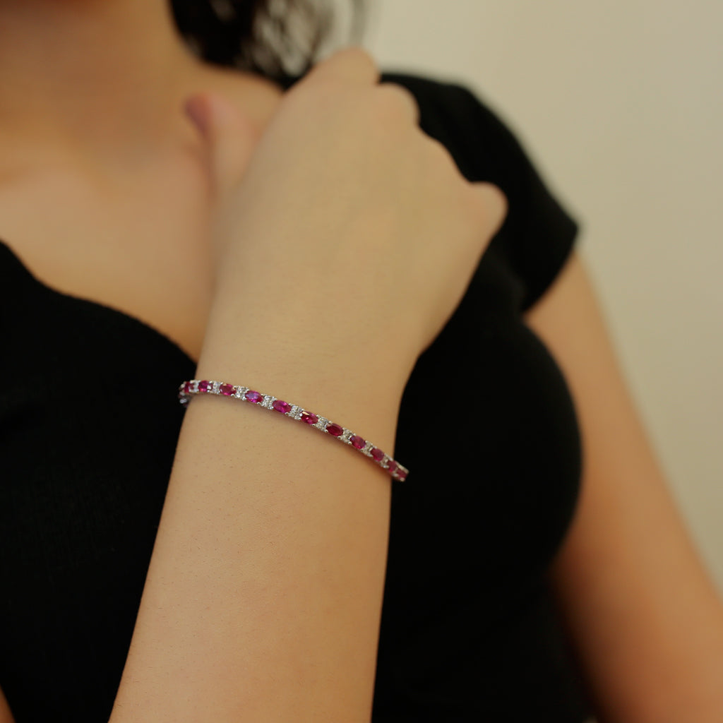 Diamond Oval Ruby Bracelet