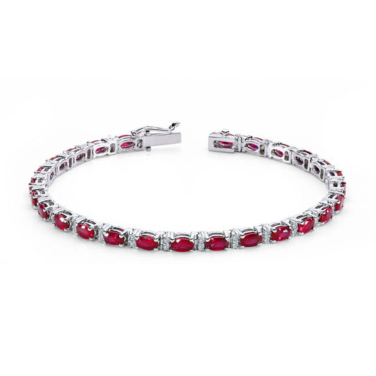 Diamond Oval Ruby Bracelet