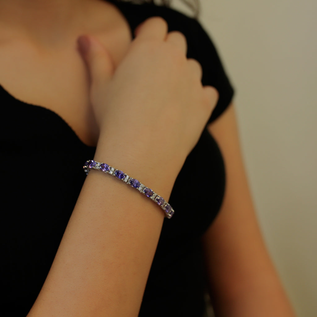 Diamond Oval Amethyst Bracelet