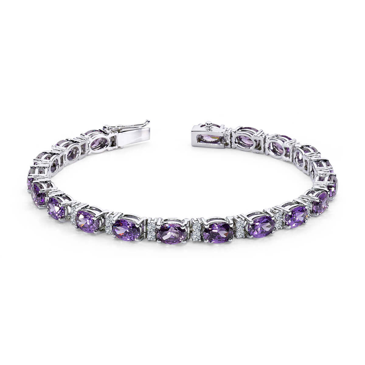 Diamond Oval Amethyst Bracelet