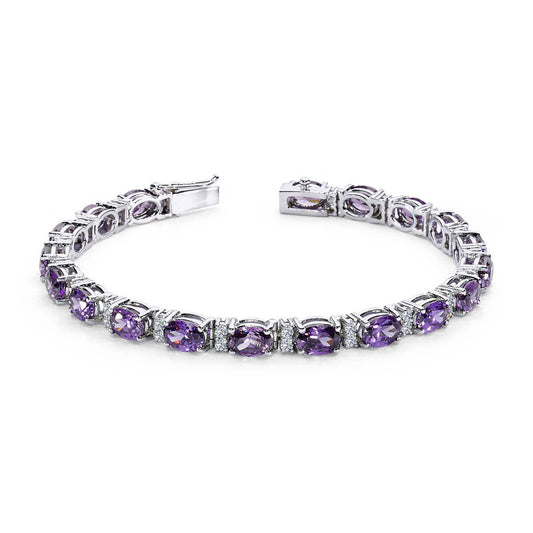Diamond Oval Amethyst Bracelet