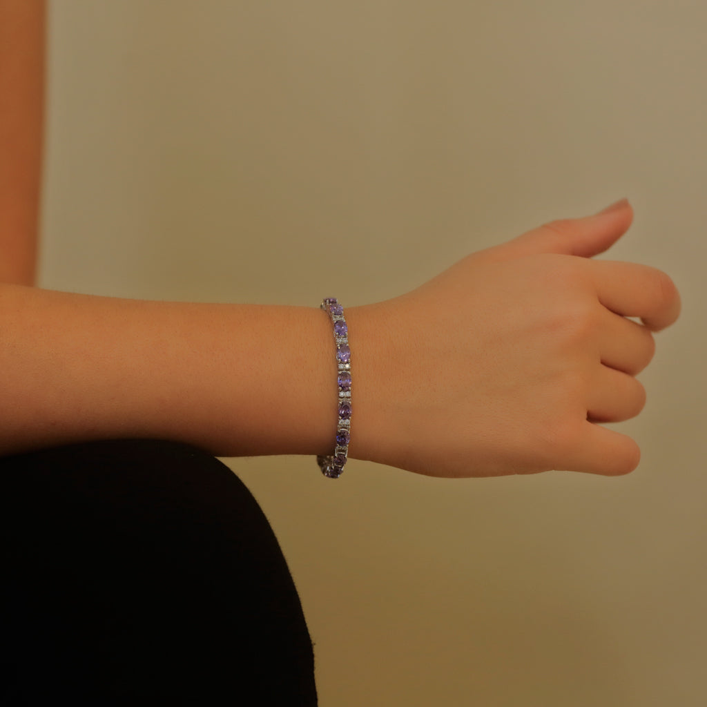 Diamond Oval Amethyst Bracelet